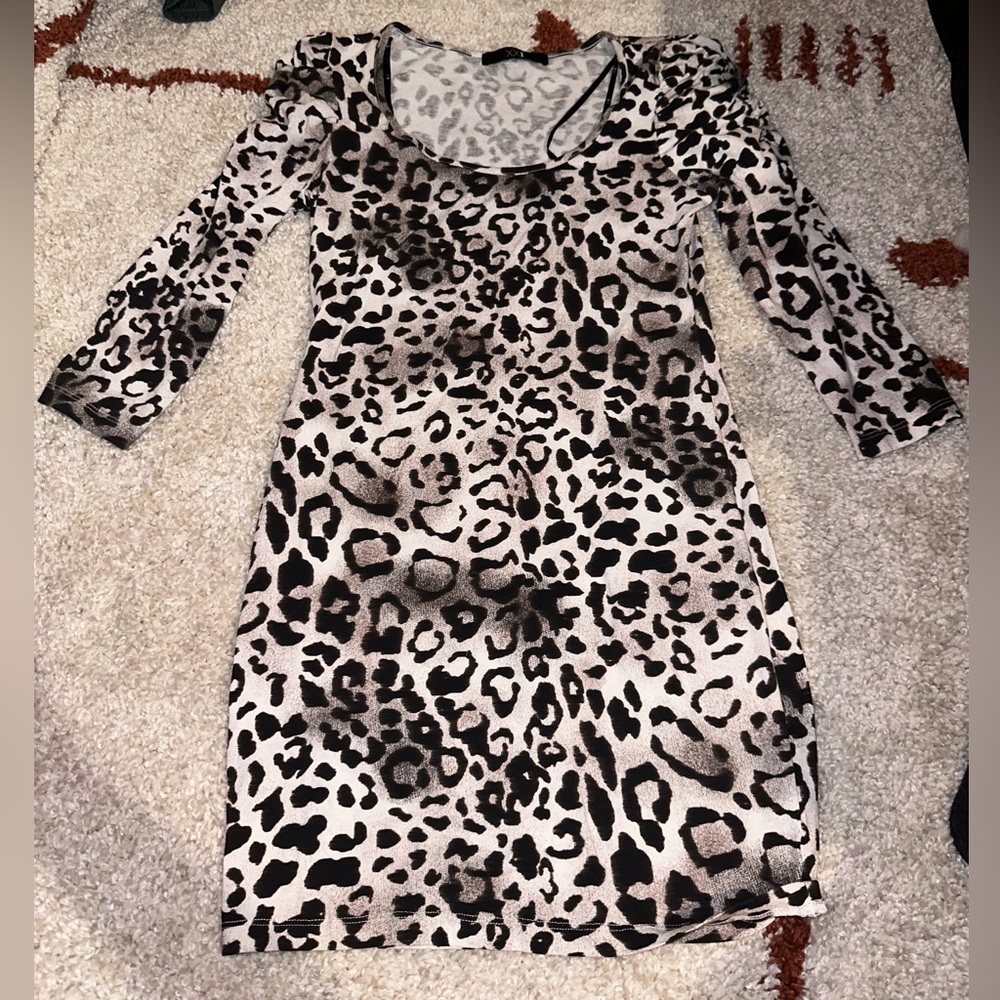 Black and white leopard print casual short dress from Forever 21. Size m animal